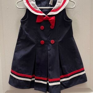 Navy Sailor Dress with Red Accents